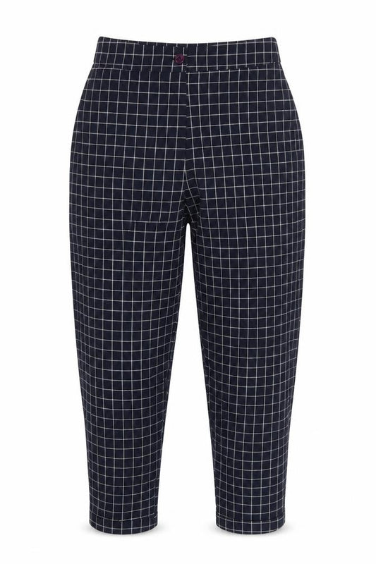 Nasty Gal Women Blue UK 12 Check Tapered Ankle Trousers Workwear