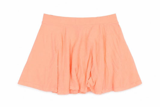 Boohoo Women Orange Size 12 Layered Skater Short Skirt
