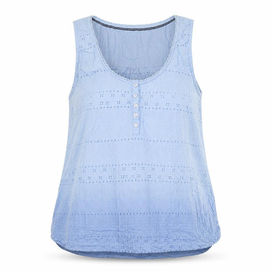 Fat Face Women Blue Size 14 Cotton Broderie Anglaise Camisole Tank Top