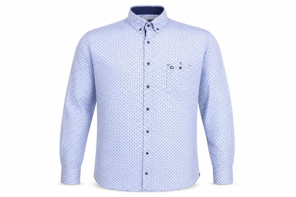 Giordano Men’s Blue XL Geometric Button-Down Cotton Shirt