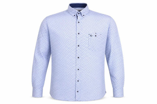 Giordano Men’s Blue XL Geometric Button-Down Cotton Shirt
