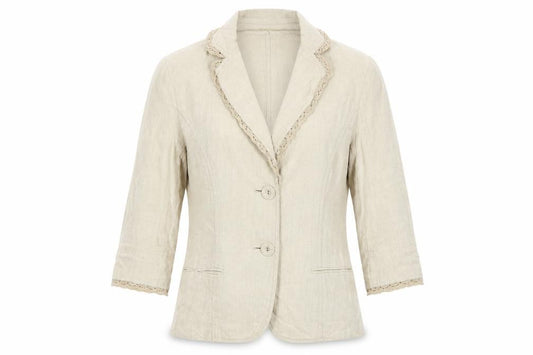 Marks and Spencer Per Una Women’s Beige Linen Blazer UK 12 Lace Trim