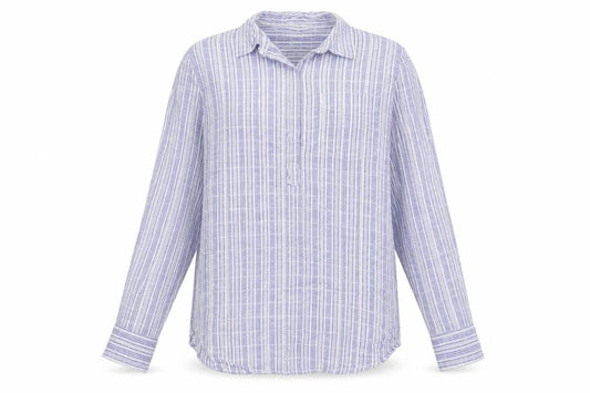 GAP Women’s Blue Striped Embroidered Cotton Button-Up Shirt S Petite