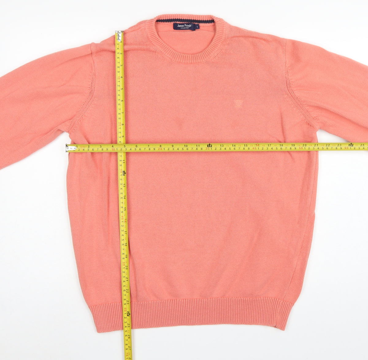 James Pringle Men Pink L Cotton Crew Neck Knit Pullover Jumper