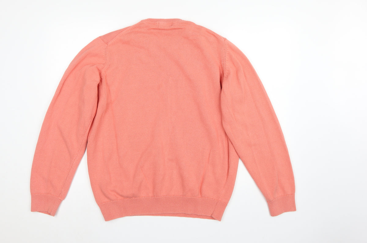 James Pringle Men Pink L Cotton Crew Neck Knit Pullover Jumper
