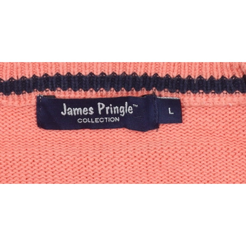James Pringle Men Pink L Cotton Crew Neck Knit Pullover Jumper