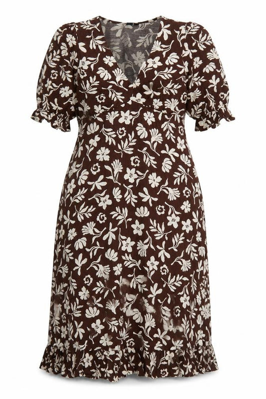 Nobody's Child Women Brown Floral Maternity Midi Wrap Dress UK 12