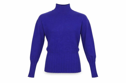 Marks and Spencer Women Blue UK 6 Ribbed High Neck Button Cardigan