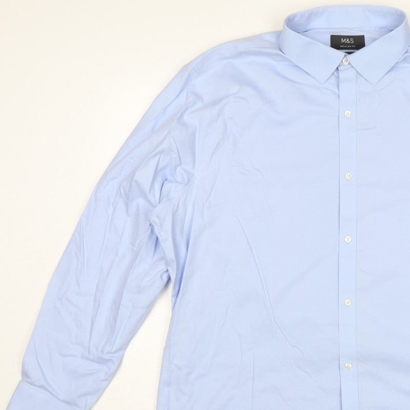 Marks and Spencer Men Blue 3XL Regular Fit Non-Iron Formal Shirt