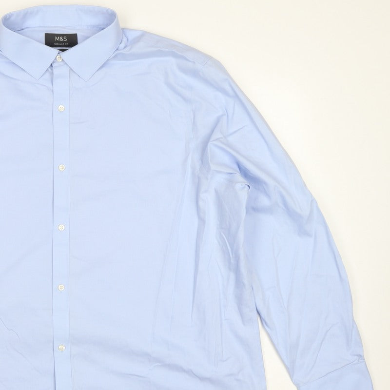 Marks and Spencer Men Blue 3XL Regular Fit Non-Iron Formal Shirt