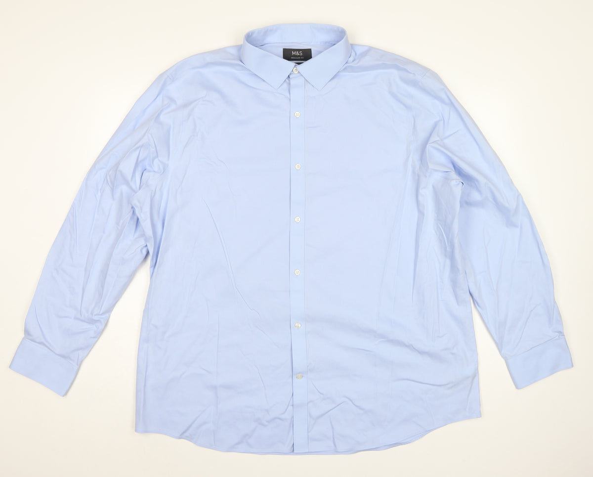 Marks and Spencer Men Blue 3XL Regular Fit Non-Iron Formal Shirt