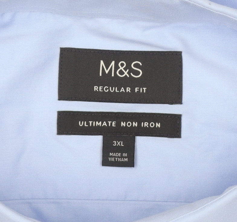Marks and Spencer Men Blue 3XL Regular Fit Non-Iron Formal Shirt