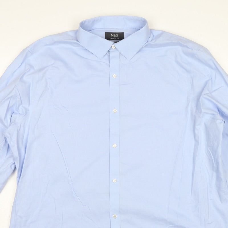 Marks and Spencer Men Blue 3XL Regular Fit Non-Iron Formal Shirt