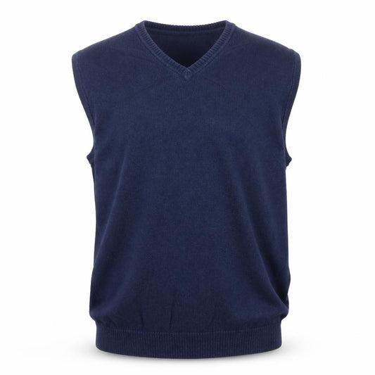 Morley Men’s Navy Blue 2XL V-Neck Cotton Knit Sleeveless Jumper Vest