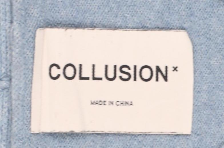 Collusion Women Blue UK 8 V-Neck Button Knit Cardigan