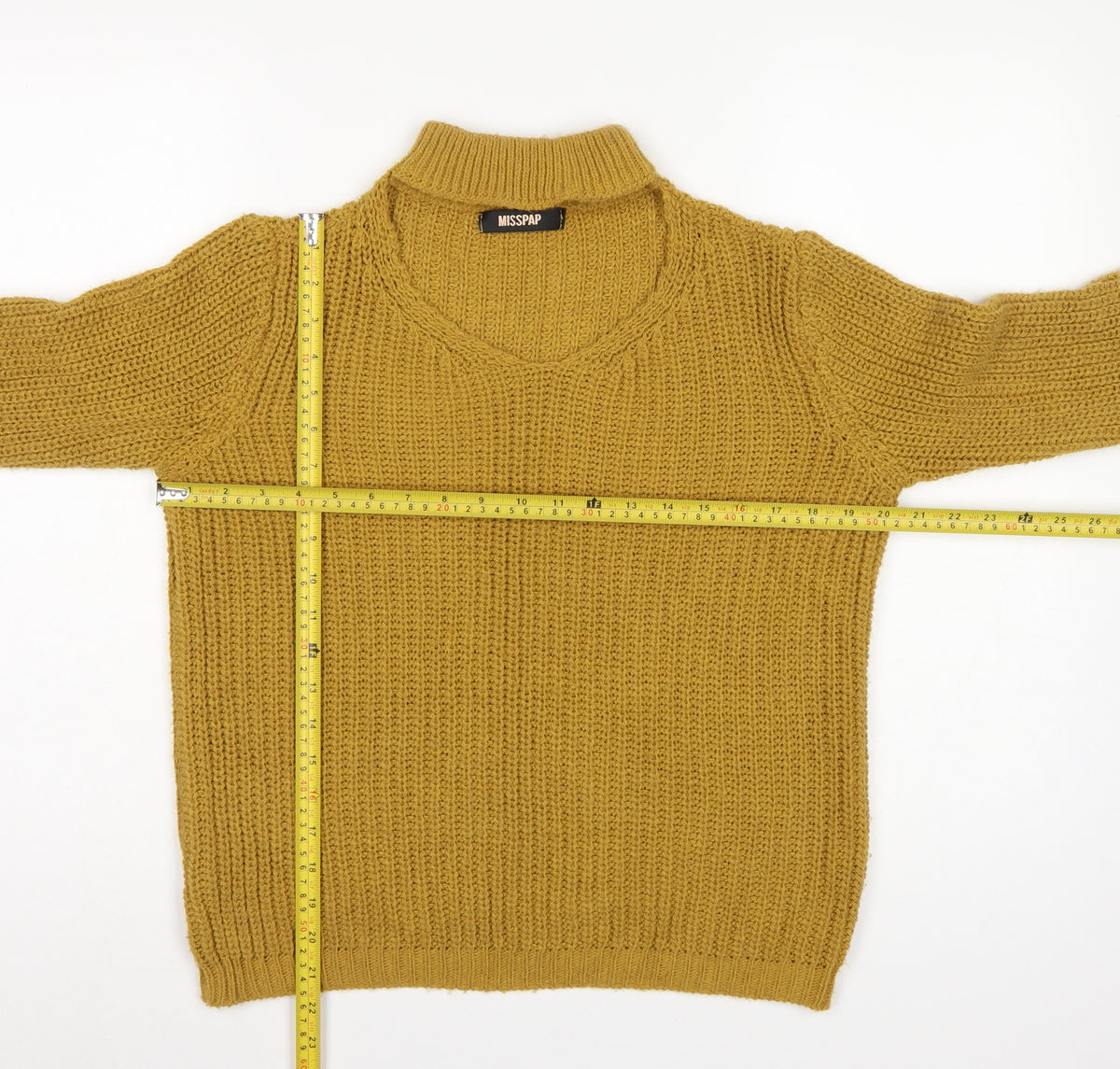 MISSPAP Women’s Yellow M Chunky Knit Roll Neck Pullover Jumper