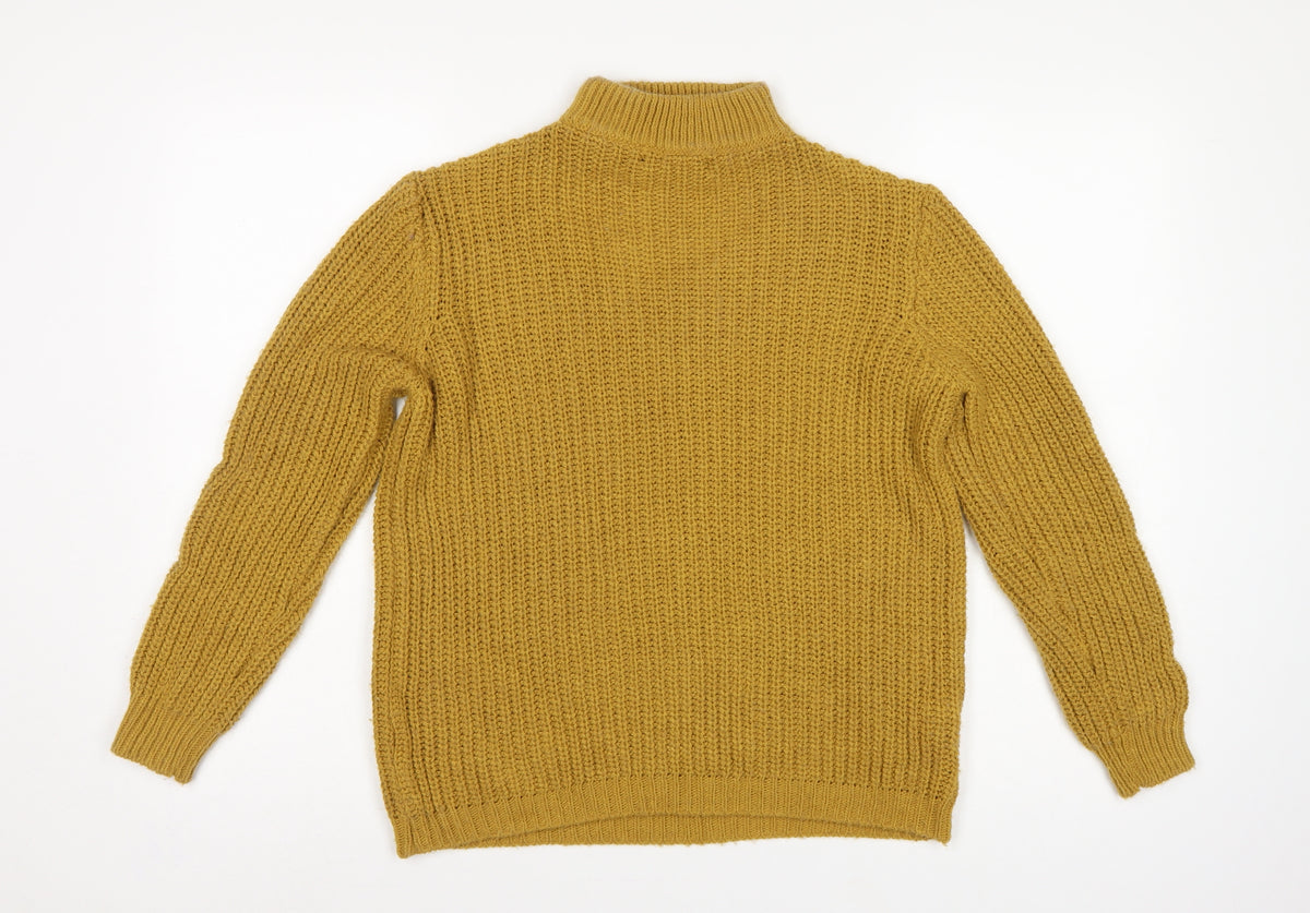 MISSPAP Women’s Yellow M Chunky Knit Roll Neck Pullover Jumper