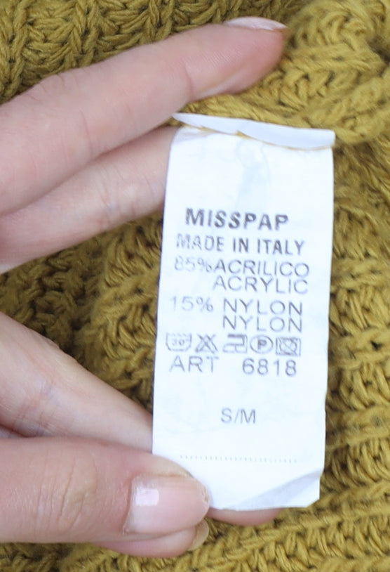 MISSPAP Women’s Yellow M Chunky Knit Roll Neck Pullover Jumper