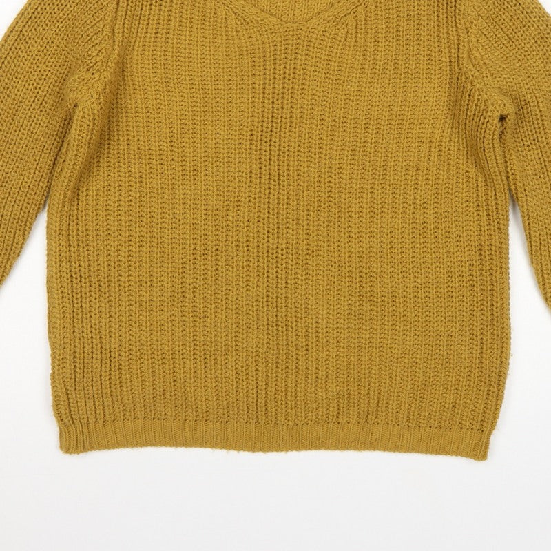 MISSPAP Women’s Yellow M Chunky Knit Roll Neck Pullover Jumper