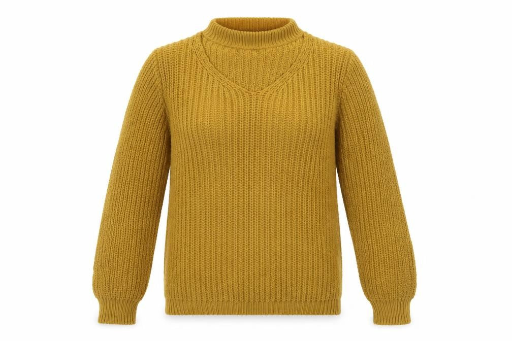 MISSPAP Women’s Yellow M Chunky Knit Roll Neck Pullover Jumper