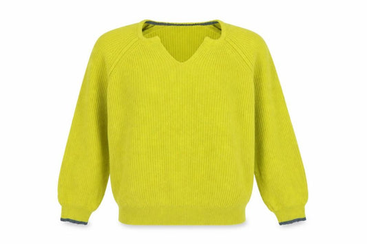 White Stuff Women’s Yellow UK 12 V-Neck Rib Knit Raglan Jumper