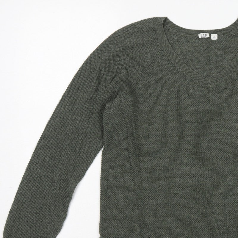 GAP Women’s Green L V-Neck Raglan Long Sleeve Knit Pullover Jumper