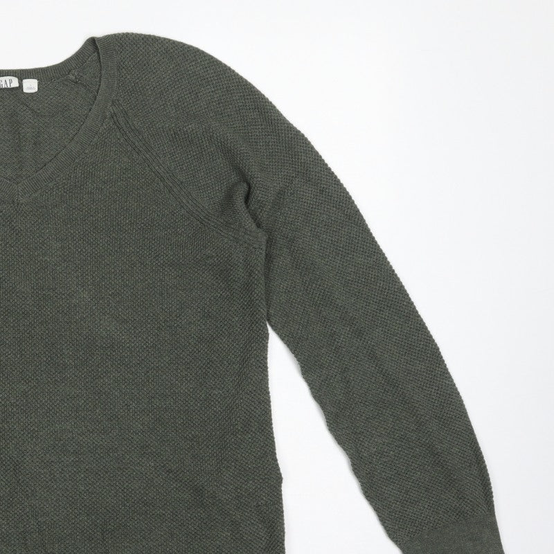 GAP Women’s Green L V-Neck Raglan Long Sleeve Knit Pullover Jumper