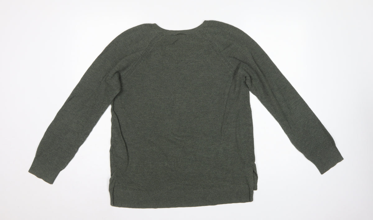 GAP Women’s Green L V-Neck Raglan Long Sleeve Knit Pullover Jumper