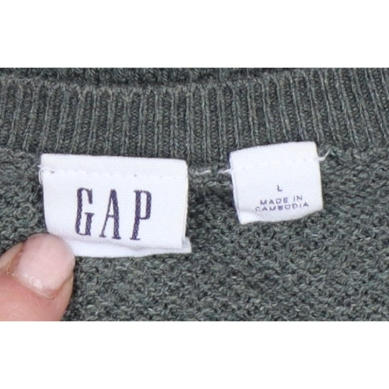 GAP Women’s Green L V-Neck Raglan Long Sleeve Knit Pullover Jumper