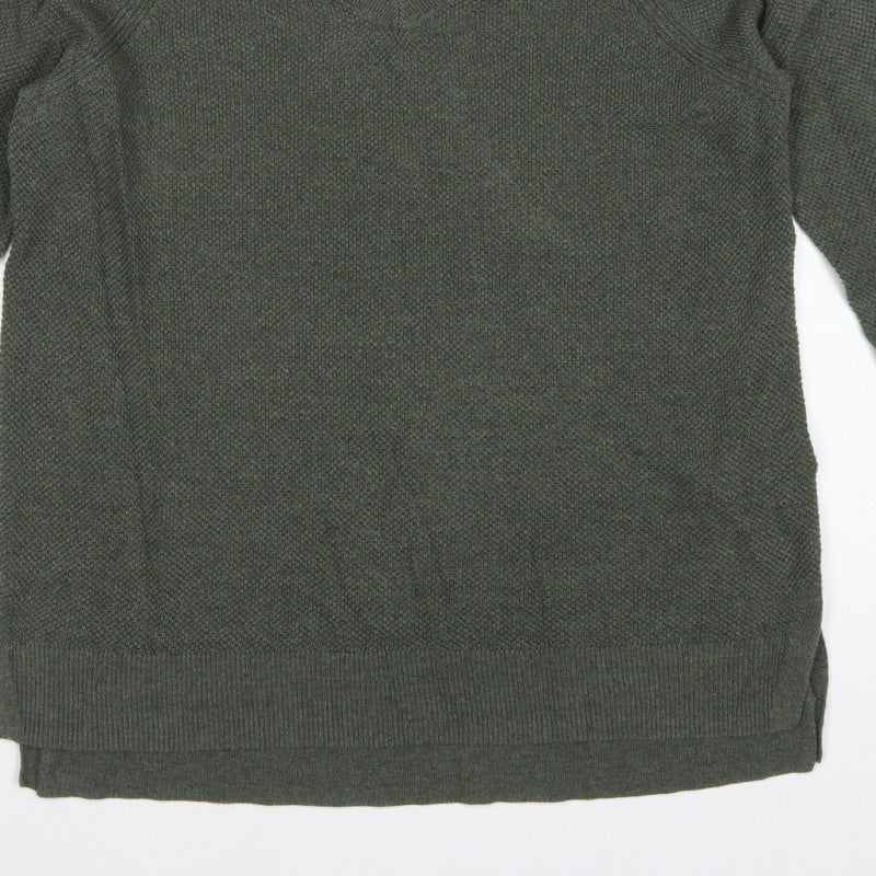 GAP Women’s Green L V-Neck Raglan Long Sleeve Knit Pullover Jumper