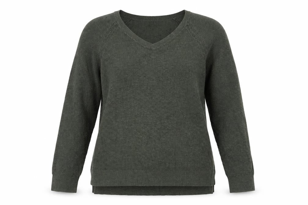 GAP Women’s Green L V-Neck Raglan Long Sleeve Knit Pullover Jumper