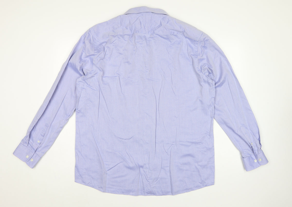 Jasper Conran Men’s Blue Geometric Tailored Fit Formal Shirt 18 45.5cm