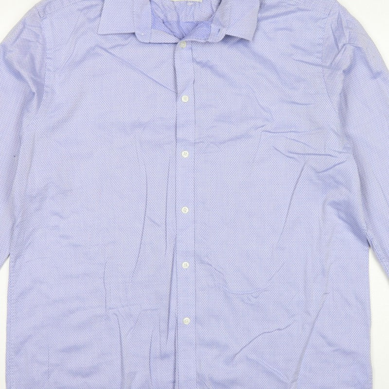 Jasper Conran Men’s Blue Geometric Tailored Fit Formal Shirt 18 45.5cm