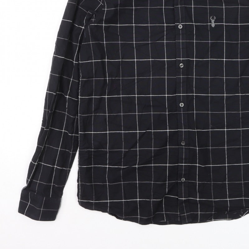Next Men’s Black Check Slim Fit Button-Down Long Sleeve Shirt M