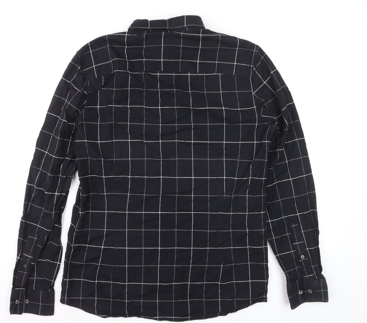 Next Men’s Black Check Slim Fit Button-Down Long Sleeve Shirt M