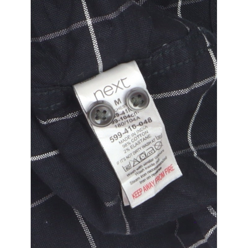 Next Men’s Black Check Slim Fit Button-Down Long Sleeve Shirt M