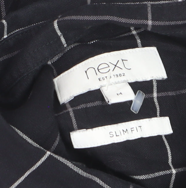 Next Men’s Black Check Slim Fit Button-Down Long Sleeve Shirt M
