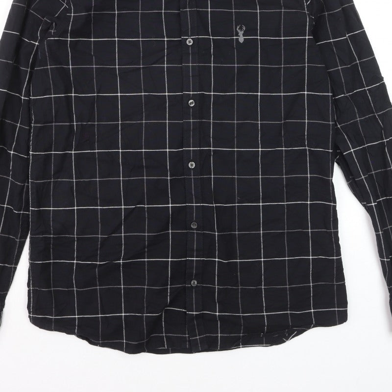 Next Men’s Black Check Slim Fit Button-Down Long Sleeve Shirt M