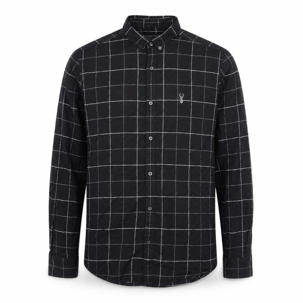 Next Men’s Black Check Slim Fit Button-Down Long Sleeve Shirt M