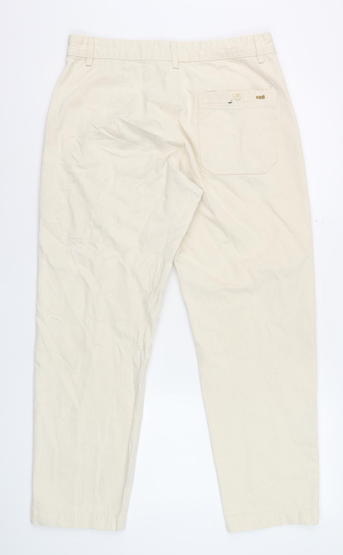 Pull&Bear Men's Beige M Cargo Trousers Cotton Herringbone Straight