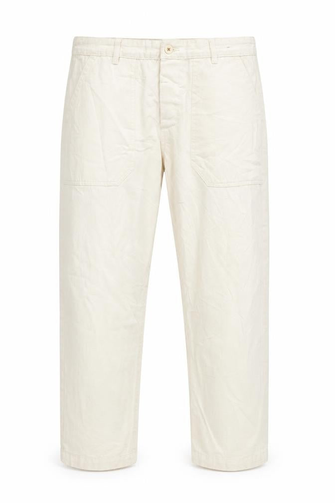 Pull&Bear Men's Beige M Cargo Trousers Cotton Herringbone Straight