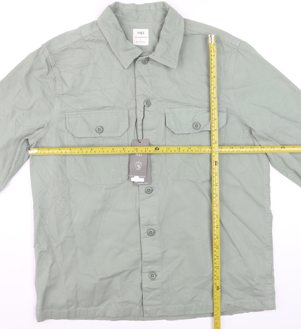 Marks and Spencer Men’s Green Large Cotton Overshirt Button-Up Shacket