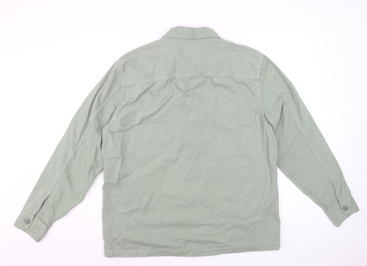 Marks and Spencer Men’s Green Large Cotton Overshirt Button-Up Shacket