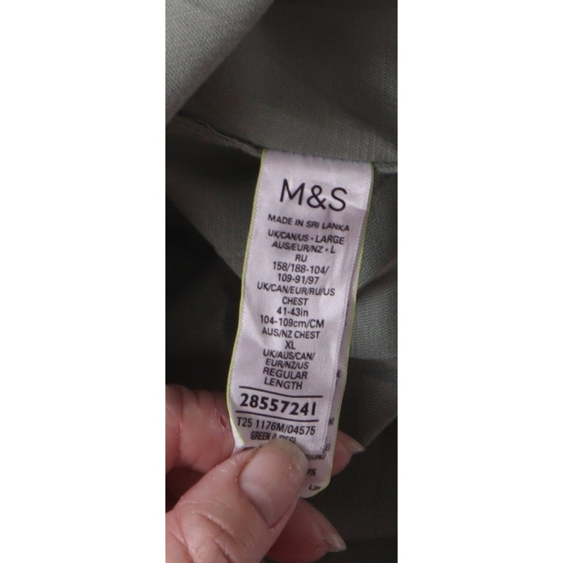 Marks and Spencer Men’s Green Large Cotton Overshirt Button-Up Shacket