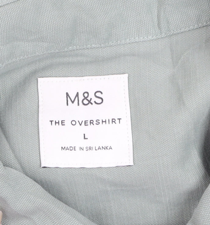 Marks and Spencer Men’s Green Large Cotton Overshirt Button-Up Shacket