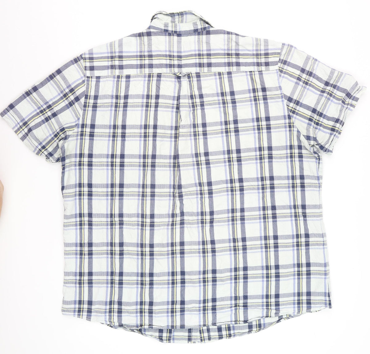 Maine Men Blue Check 2XL Classic Short Sleeve Button-Down Cotton Shirt