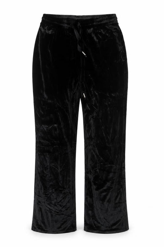 Brave Soul Women Black S Velvet Drawstring Jogger Trousers Stretch