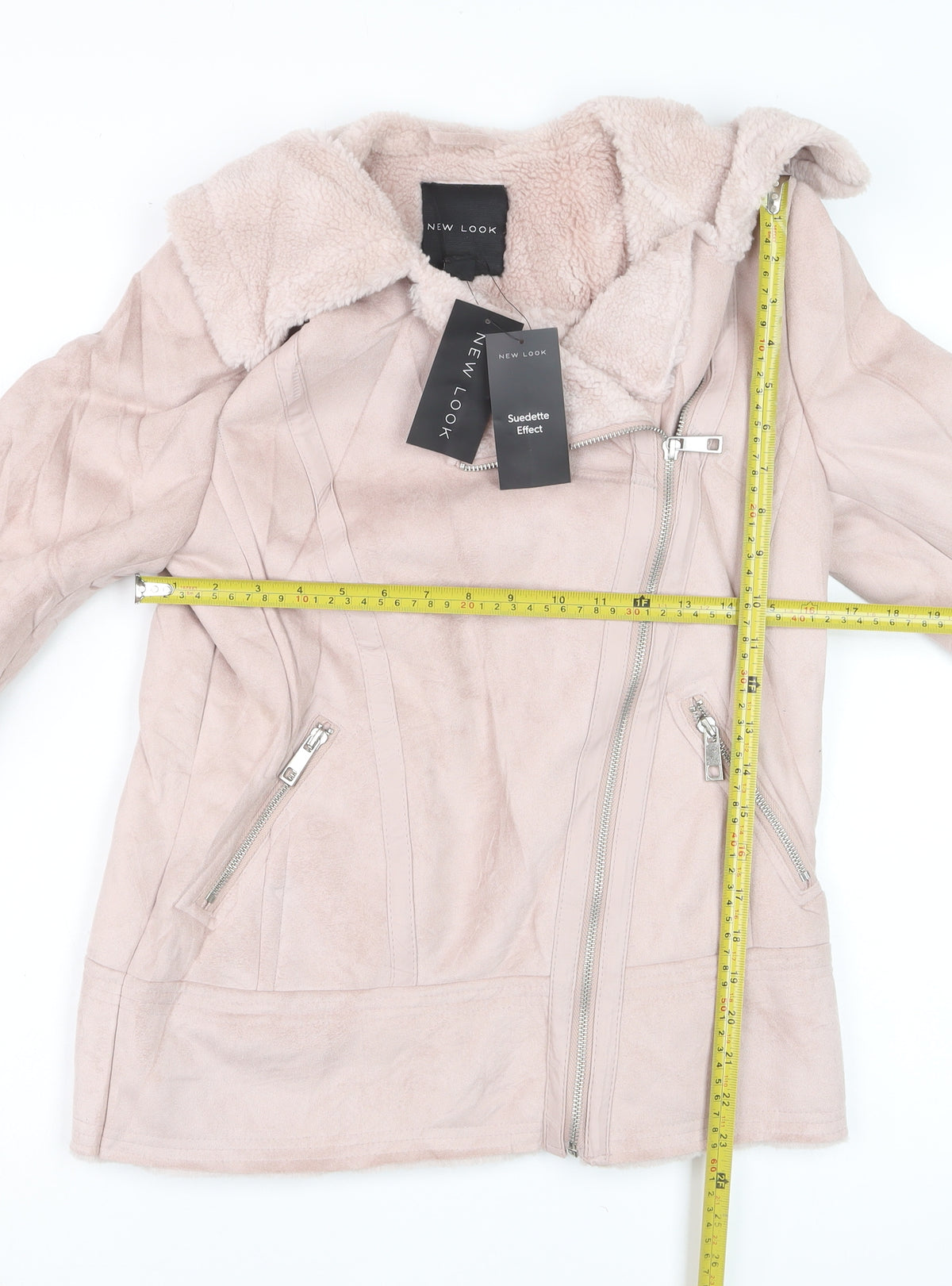 New Look Women’s Pink UK 8 Suedette Effect Biker Jacket