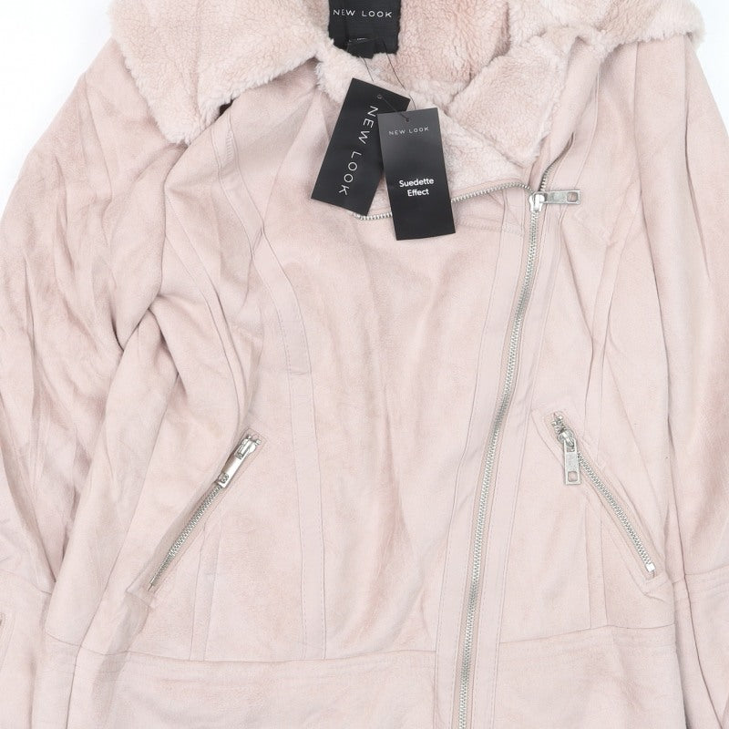 New Look Women’s Pink UK 8 Suedette Effect Biker Jacket