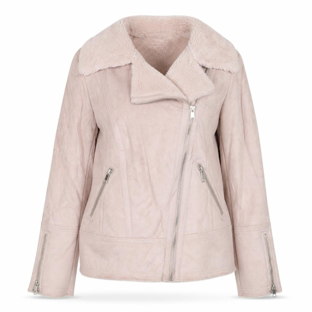 New Look Women’s Pink UK 8 Suedette Effect Biker Jacket